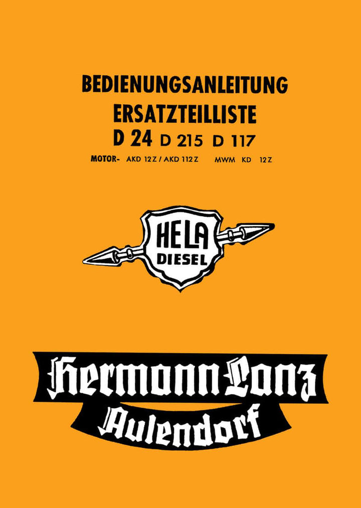 Hela D24 D215 D117 Betriebsanleitung Ersatzteilkatalog, Buchcover