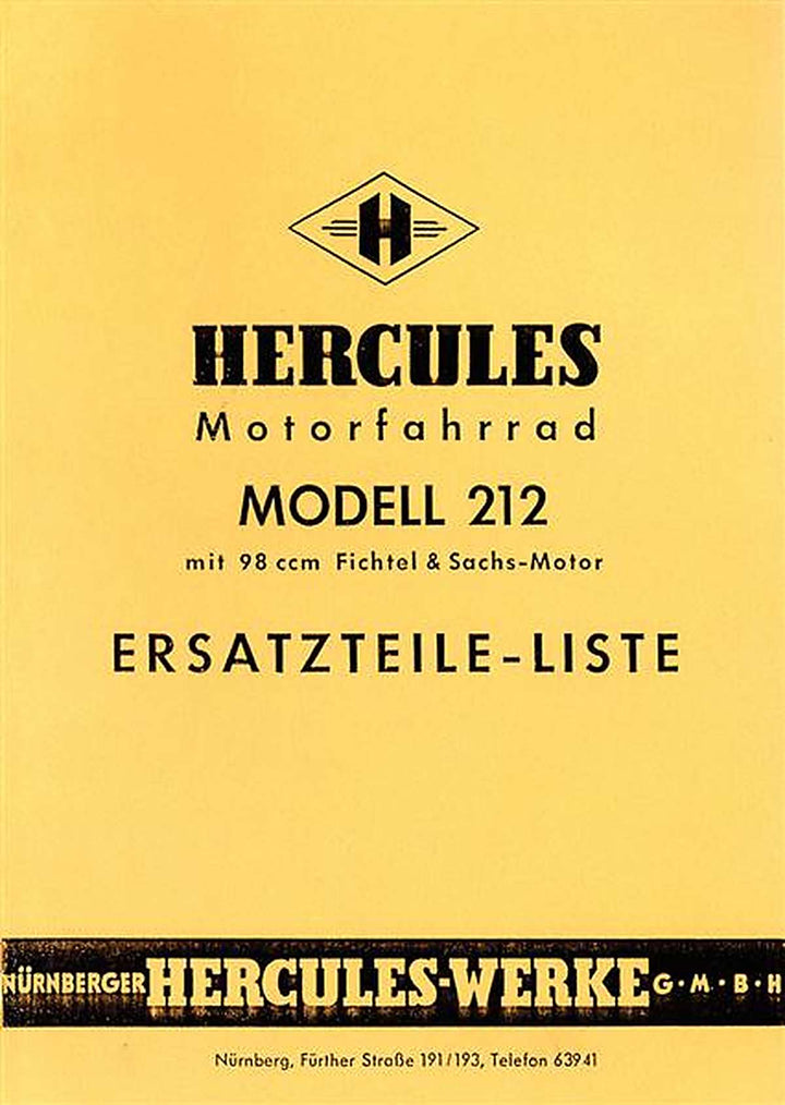 Hercules 212 Ersatzteilkatalog, Buchcover