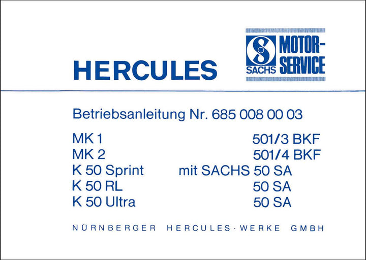 Hercules Betriebsanleitung, Buchcover