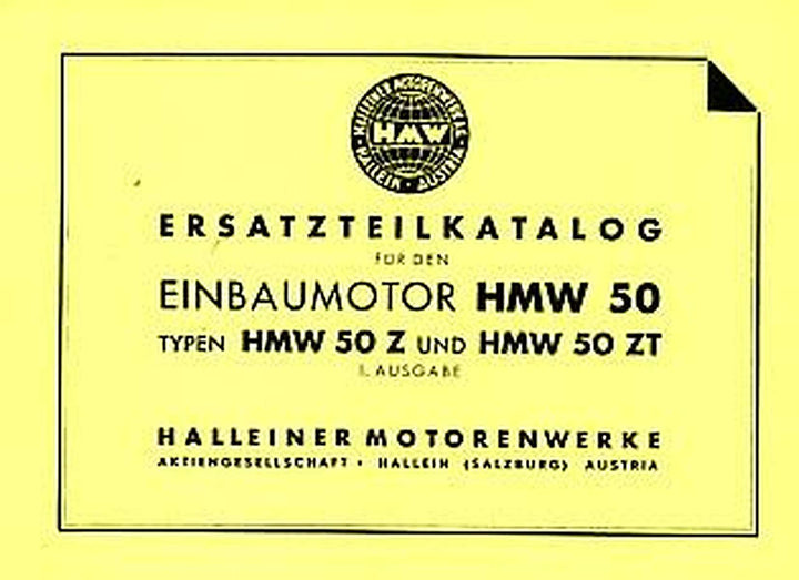 HMW Einbaumotor HMW 50, 50 Z und 50 ZT, Ersatzteilkatalog, Buchcover