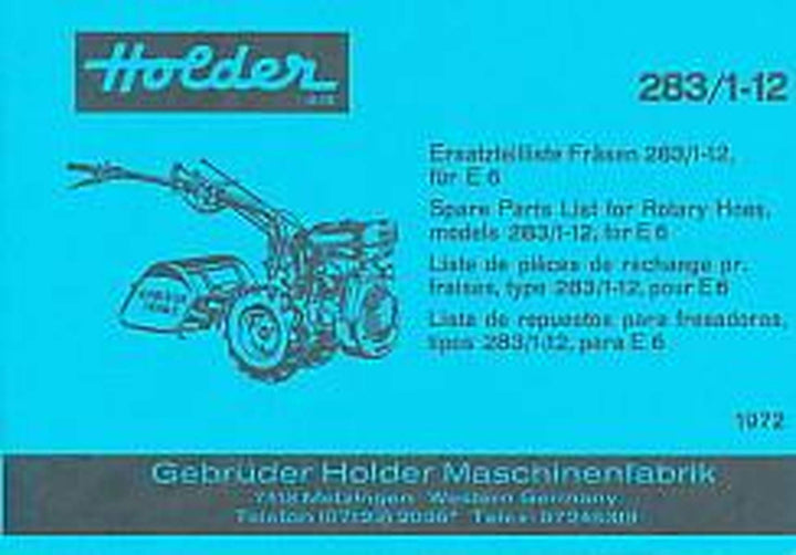 Holder Fräse 283/1-12, für E 6, Ersatzteilkatalog, Buchcover