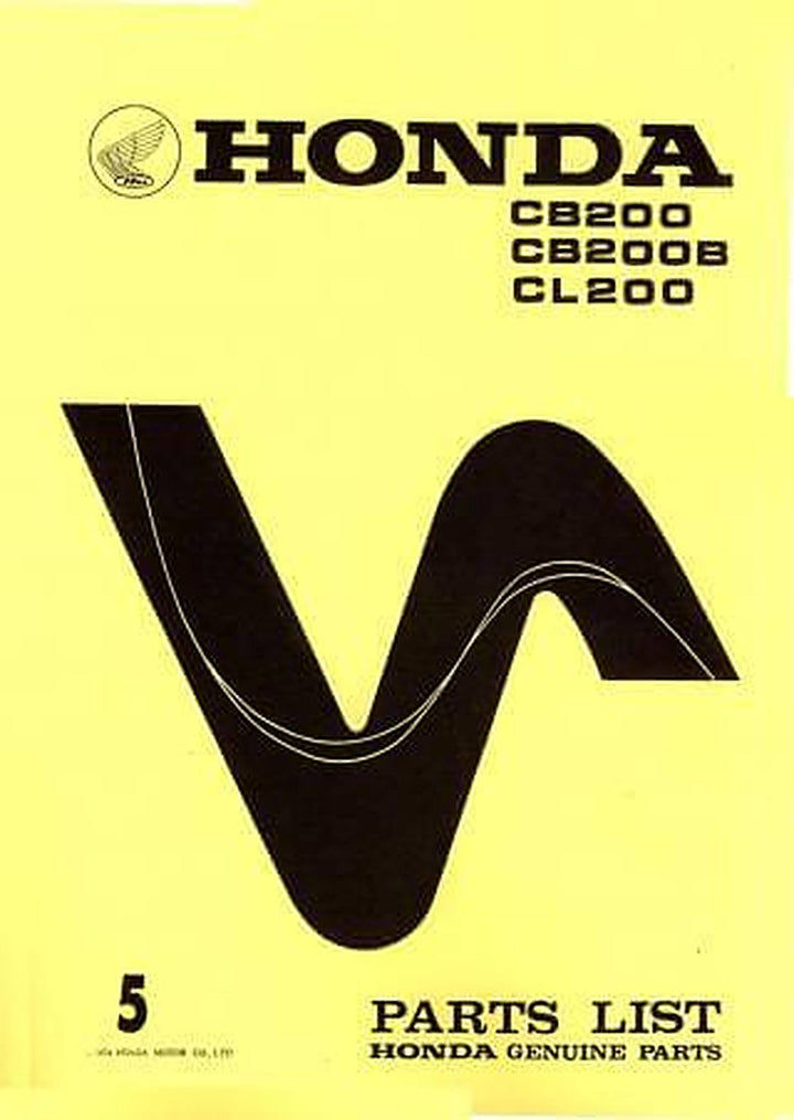 Honda CB200 CB200B CL200 Parts List, Buchcover