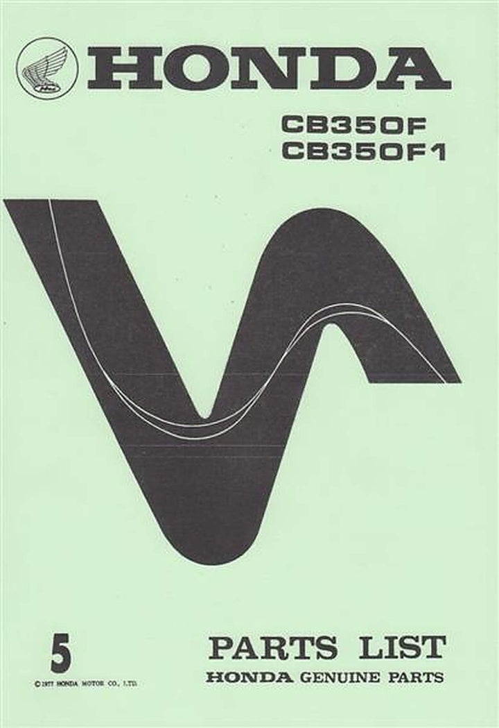 Honda CB350F CB350F1 Parts List, Buchcover