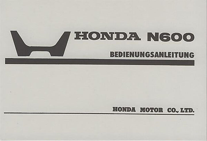 Honda N600 Betriebsanleitung, Buchcover