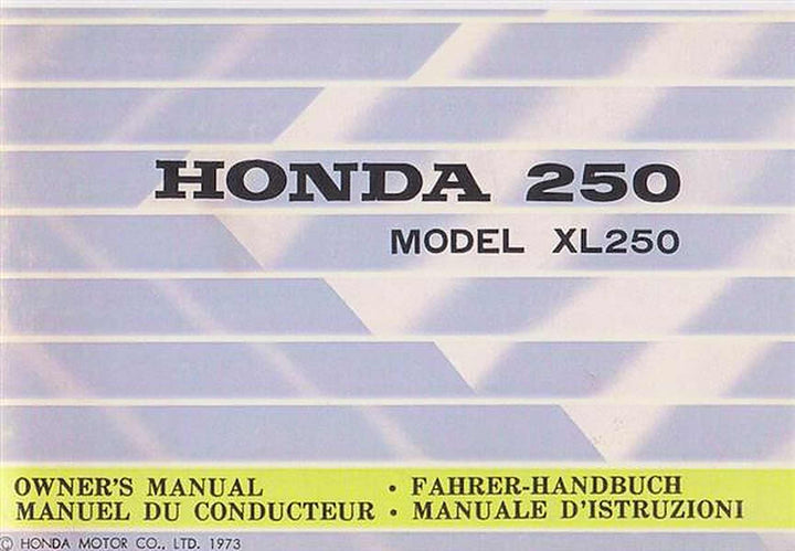 Honda XL250 Fahrerhandbuch, Buchcover