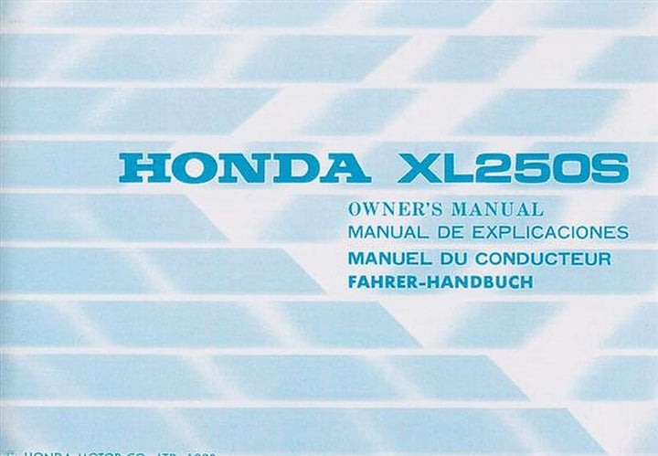 Honda XL250S Betriebsanleitung, Buchcover