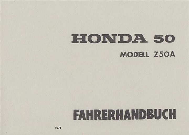 Honda Z50A Fahrerhandbuch, Buchcover