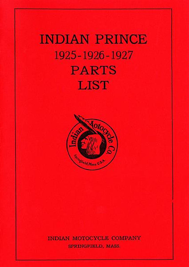 Indian Prince 1925 to 1927 Parts List, Buchcover