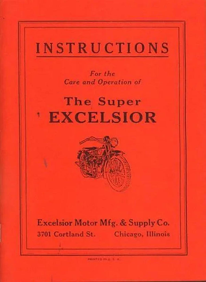 The Super Excelsior - Instructions for the Care and Operation, Buchcover