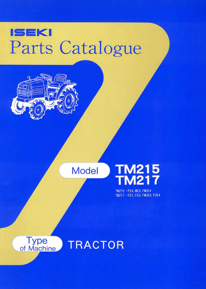 Iseki Traktor TM215 TM217 Parts Catalogue, Buchcover