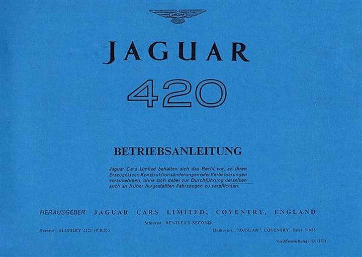Jaguar 420 Betriebsanleitung, Buchcover