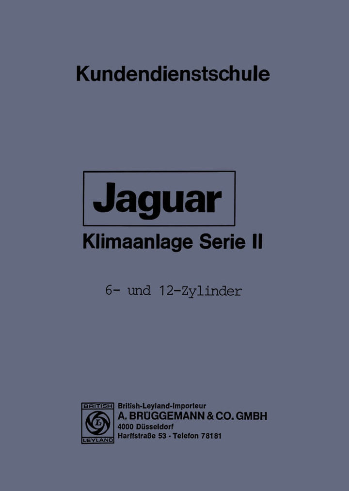Jaguar 6- und 12-Zylinder Kundendienstschule Klimaanlage, Buchcover