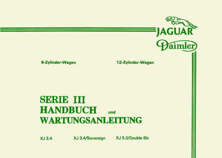 Jaguar Daimler Serie 3 Handbuch und Wartungsanleitung, Buchcover
