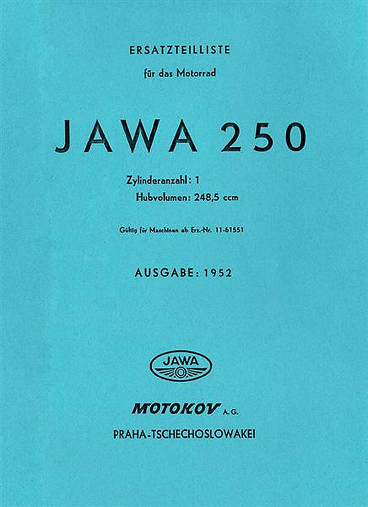 Jawa 250 Ersatzteilkatalog, Buchcover