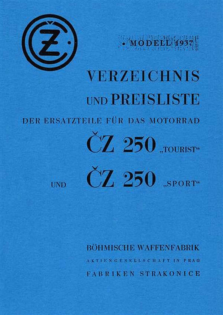 CZ 250 Tourist und 250 Sport Ersatzteilkatalog, Buchcover