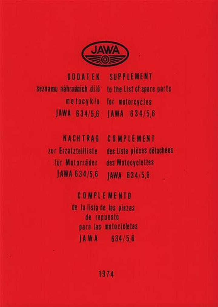 Jawa Motorrad Typ 634/5,6 Ersatzteilkatalog, Buchcover
