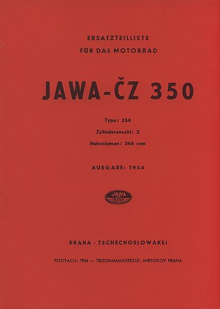 Jawa Motorrad CZ 350, Typ 354, Ersatzteilkatalog, Buchcover
