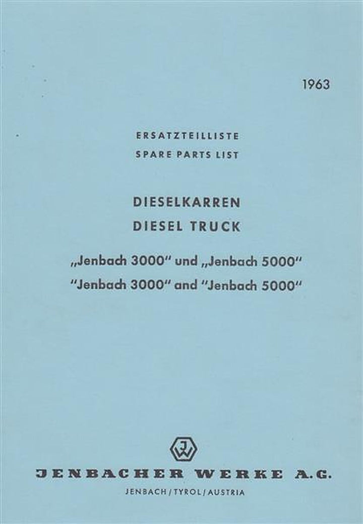 Jenbach 3000 und 5000 Dieselkarren, Ersatzteilliste, Buchcover