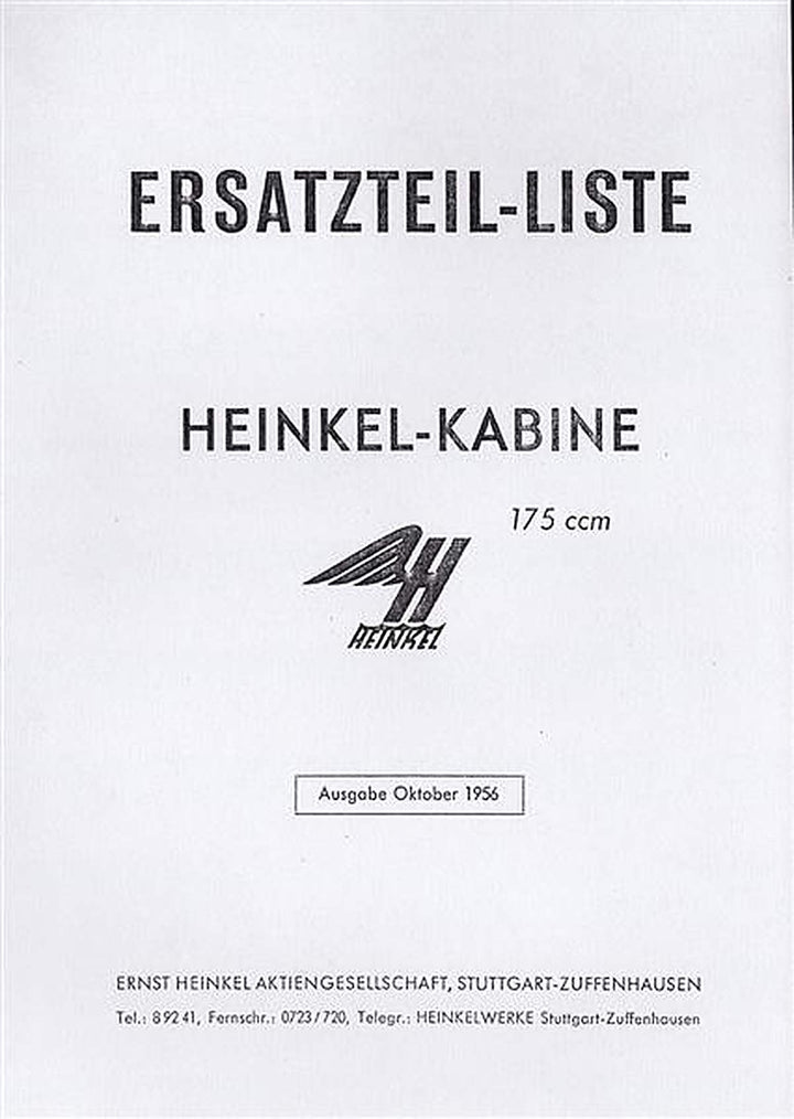 Heinkel Kabine Ersatzteilkatalog, Buchcover