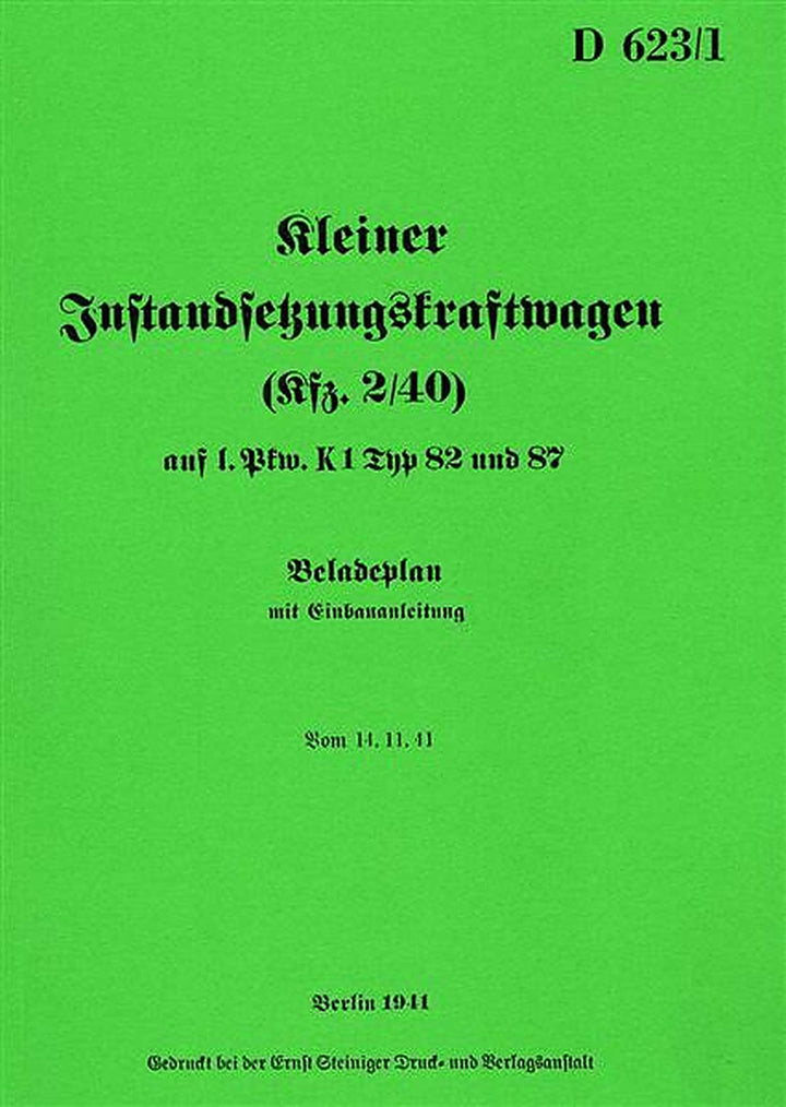 VW Kleiner Instandsetzungskraftwagen Kfz 2/40 Betriebs- und Reparaturanleitung, Buchcover