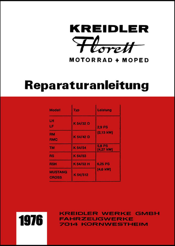Kreidler Florett 50 ccm Reparaturanleitung, Buchcover