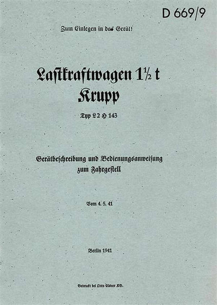 Krupp Lastkraftwagen Typ L 2 H 143 Gerätbeschreibung, Buchcover