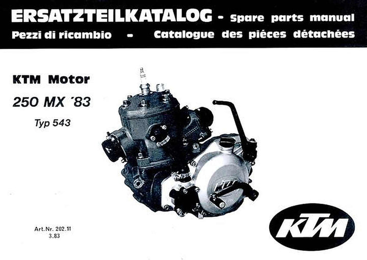 KTM Motorfahrzeugbau 250 MX `83, Typ 543, nur Motor, Ersatzteilkatalog, Buchcover