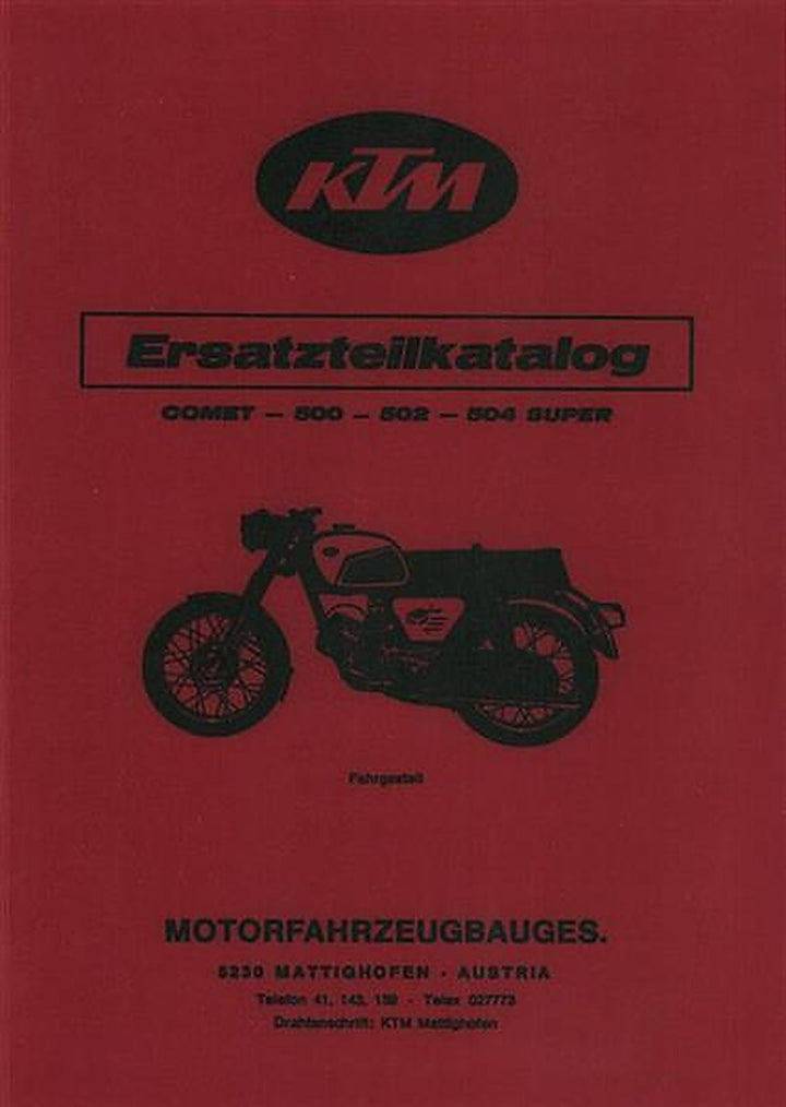 KTM Motorfahrzeugbau Comet 500, 502, 504 Super mit Puch-Motor, Ersatzteilkatalog, Buchcover