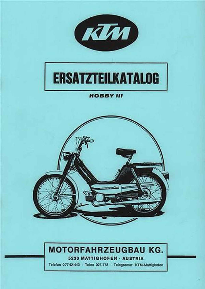 KTM Motorfahrzeugbau Hobby III, 2-Gang Automatik mit Sachs-Motor Ersatzteilkatalog, Buchcover