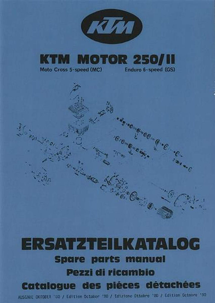 KTM Motorfahrzeugbau Motor 250/II, Moto Cross 5-Gang, Enduro 6-Gang, Ersatzteilkatalog, Buchcover