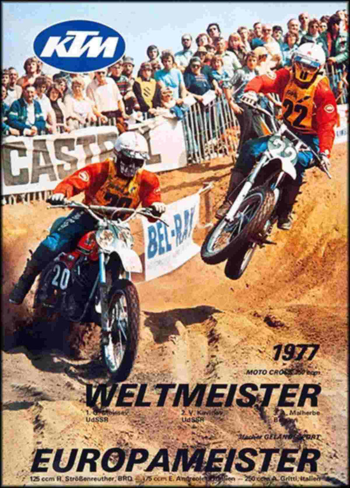 KTM Motorfahrzeugbau Moto Cross Weltmeister 1977 Poster, Poster-Motiv