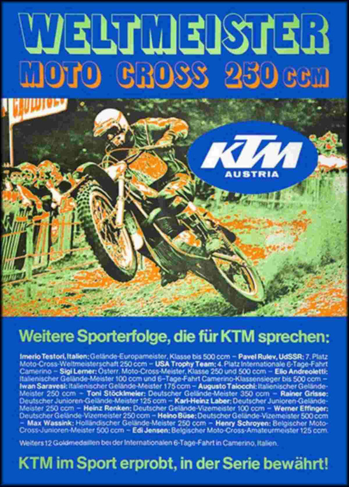 KTM Motorfahrzeugbau Moto Cross WM 250 ccm Poster, Poster-Motiv