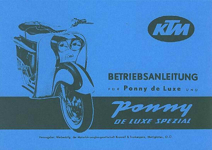 KTM Motorfahrzeugbau Ponny de Luxe, de Luxe spezial, Betriebsanleitung, Buchcover