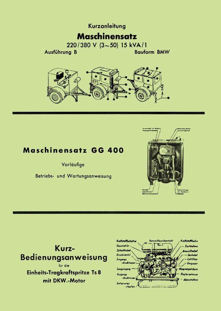 Maschinensatz 220/380VB Bedienung und Wartungsanweisung, Buchcover