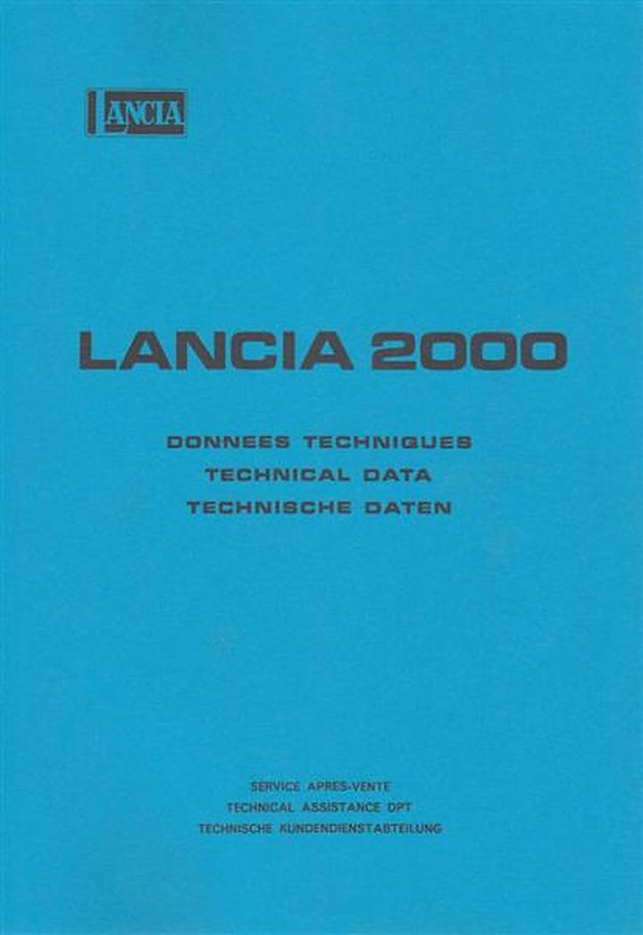 Lancia 2000, Technische Daten, Buchcover