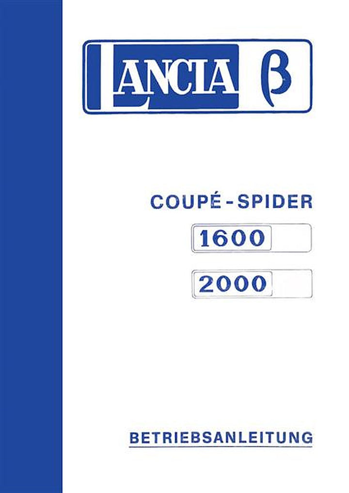 Lancia Coupé/Spider 1600 und 2000 Betriebsanleitung, Buchcover