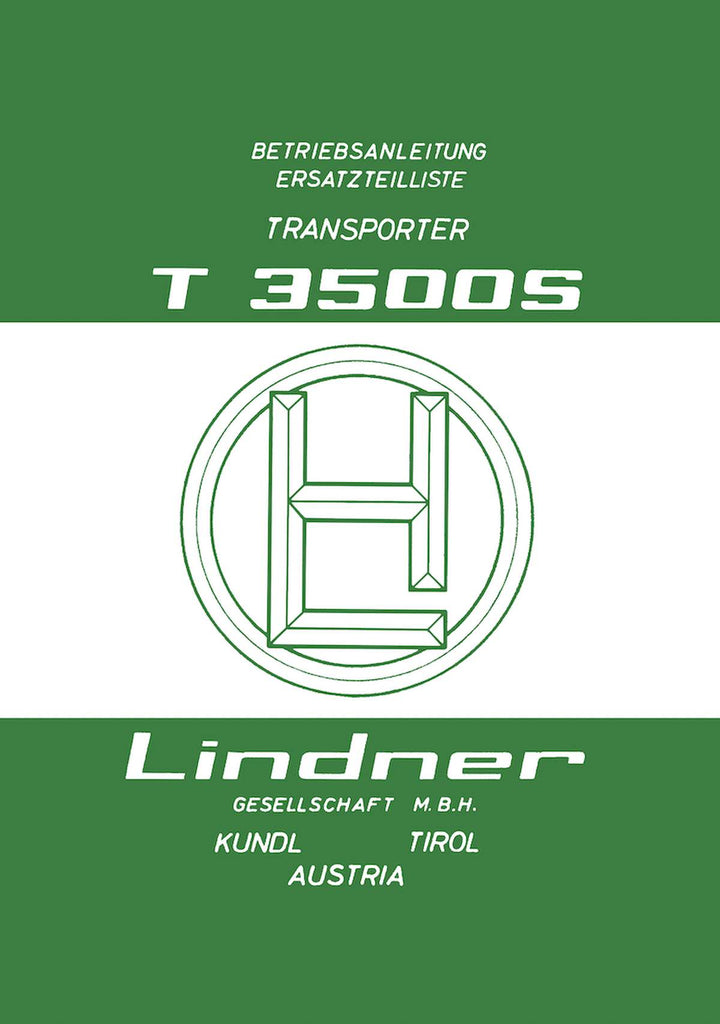 Lindner Transporter T3500S Betriebsanleitung und Ersatzteilkatalog, Buchcover