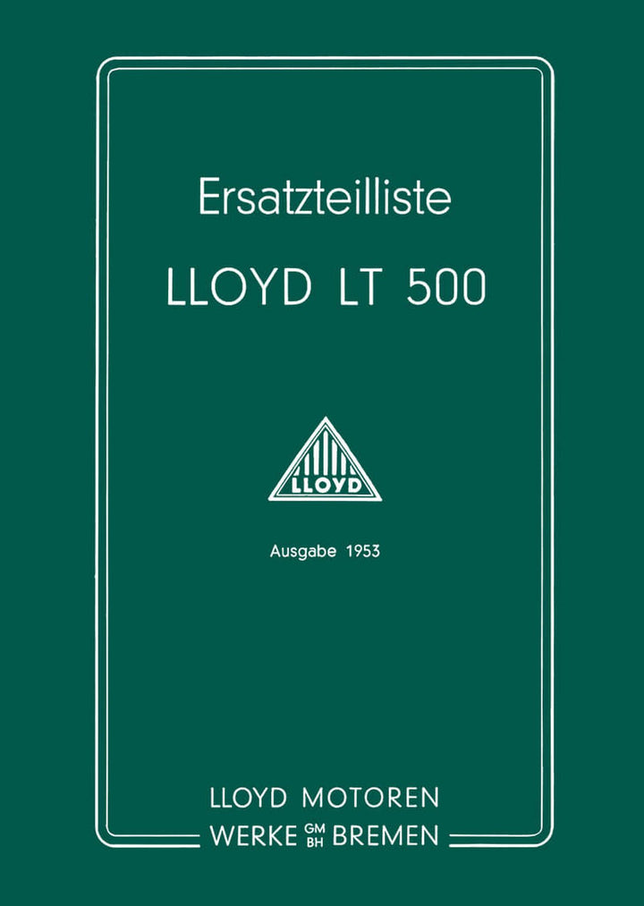 Lloyd LT 500 Ersatzteilkatalog, Buchcover