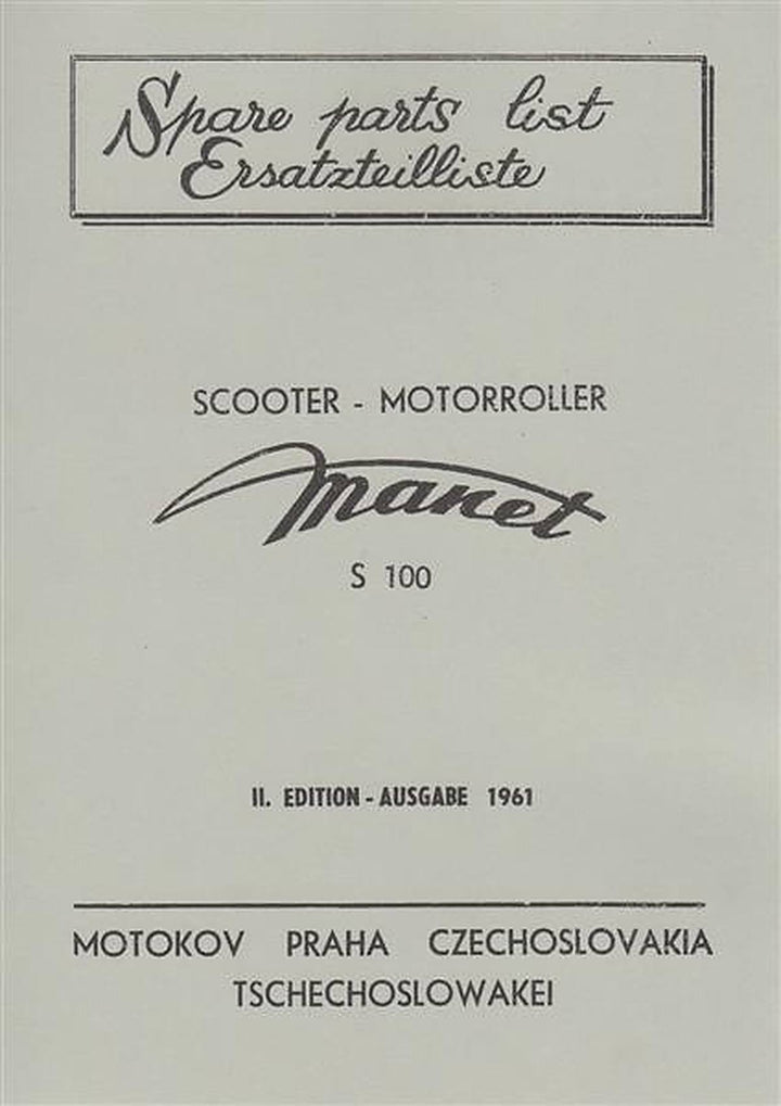 Motokov Scooter - Motorroller Manet S 100, Ersatzteilliste, Buchcover