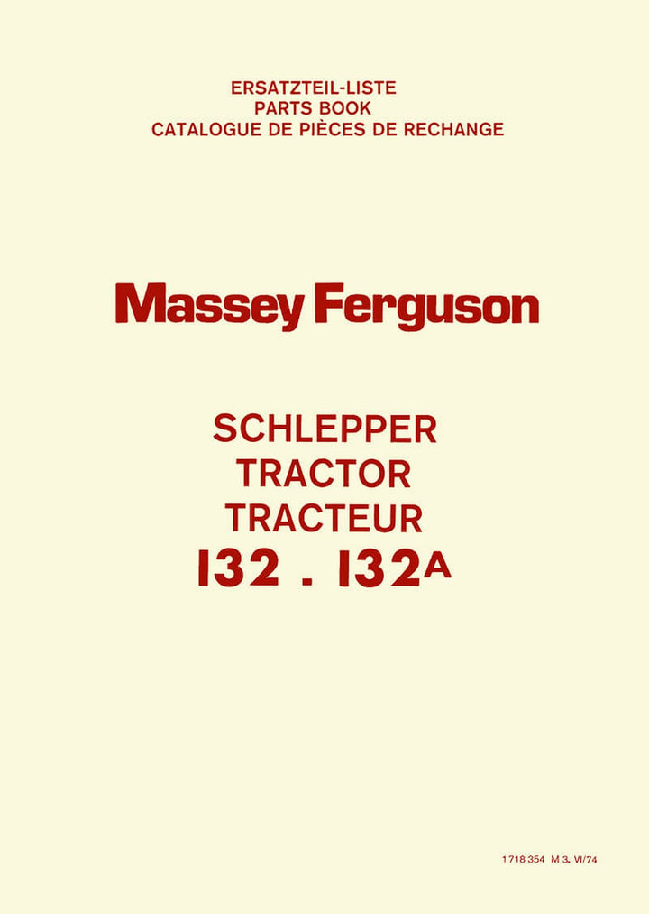 Massey-Ferguson MF132 und MF132A Ersatzteilkatalog, Buchcover