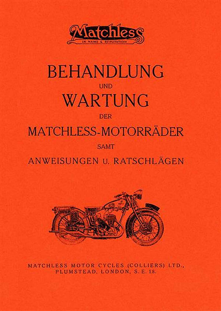 Matchless R T V und X Modelle Betriebsanleitung, Buchcover
