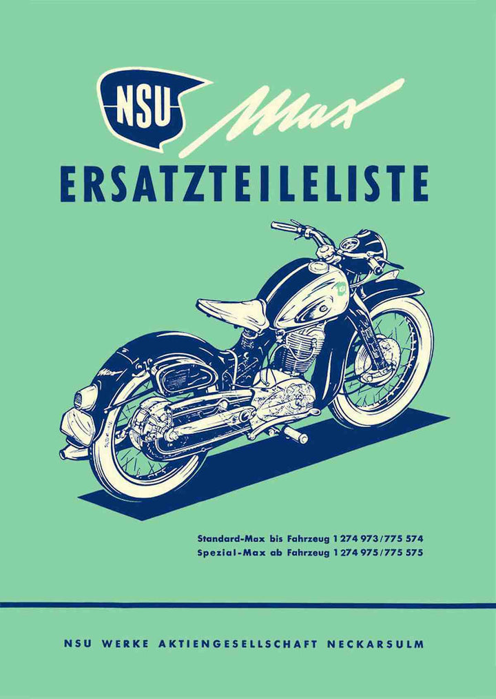 NSU Max Ersatzteilkatalog, Buchcover