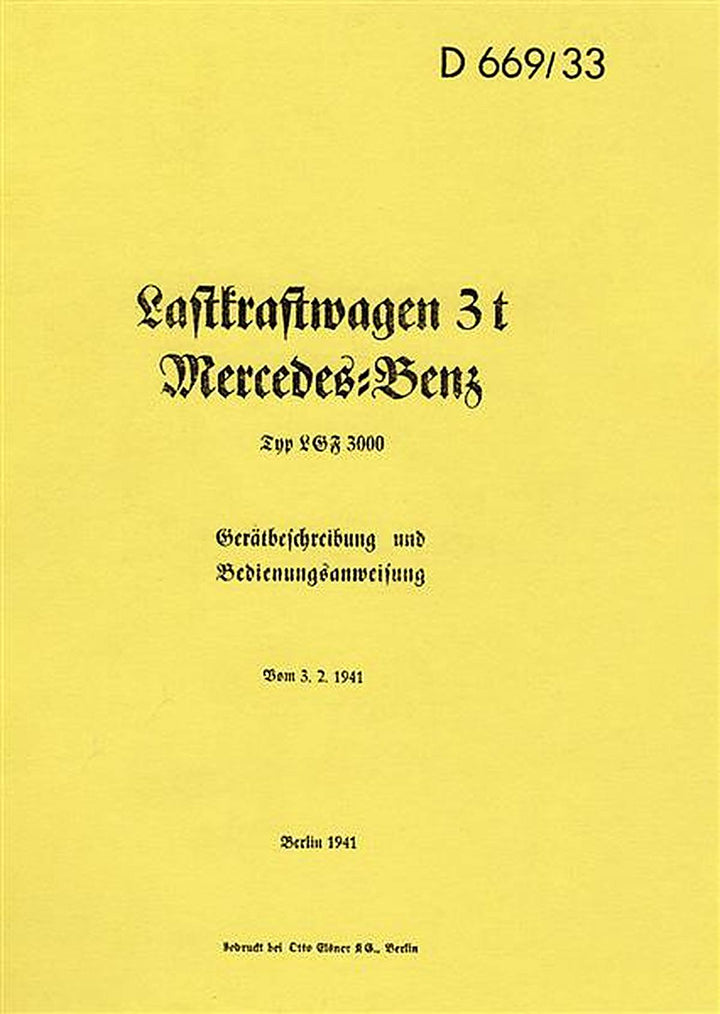 Mercedes Benz 3 t LKW Betriebsanleitung, Buchcover