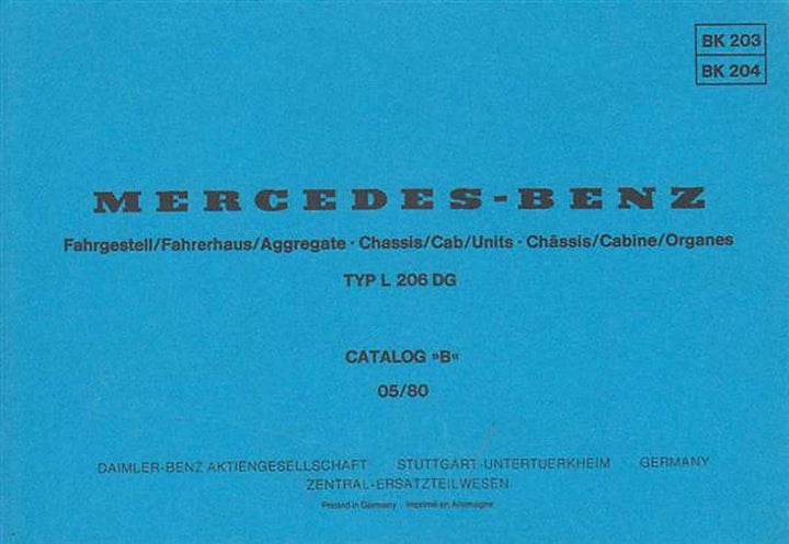 Mercedes Benz L 206 DG, Ersatzteilkatalog (Bildkatalog - ohne Motor), Buchcover