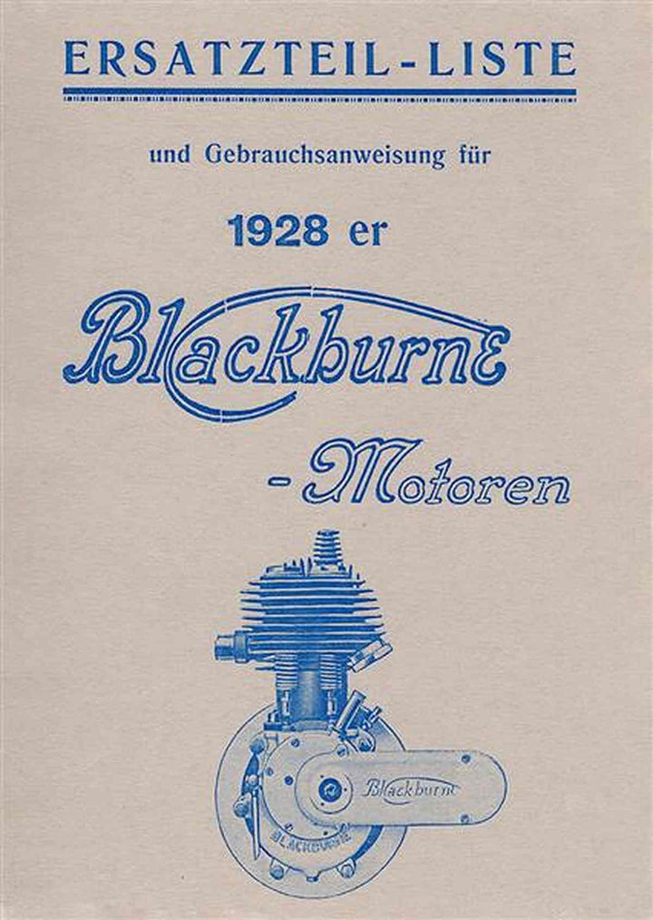 Blackburne Modelle 1928 Betriebsanleitung und Ersatzteilkatalog, Buchcover