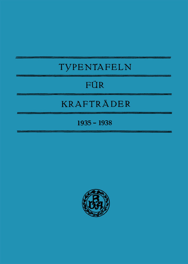 Typentafeln für Krafträder 1935 - 1938, Buchcover