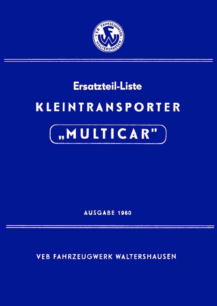 Multicar 21 Ersatzteilliste, Buchcover