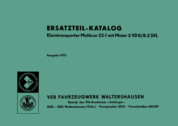 Multicar 22 Ersatzteilliste, Buchcover