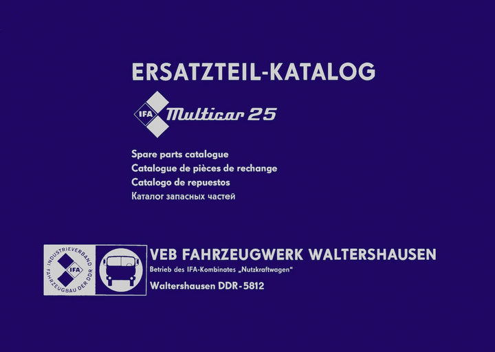 Multicar 25 Ersatzteilliste, Buchcover