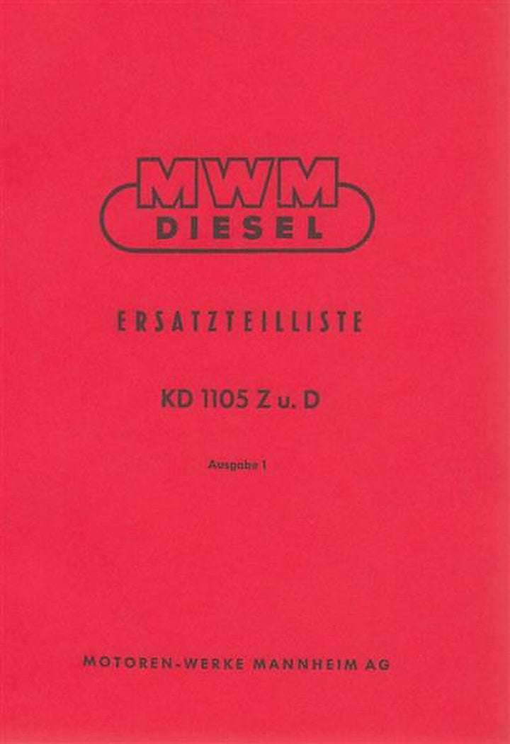 MWM Diesel, KD 1105 Z und KD 1105 D, Ersatzteilliste, Buchcover